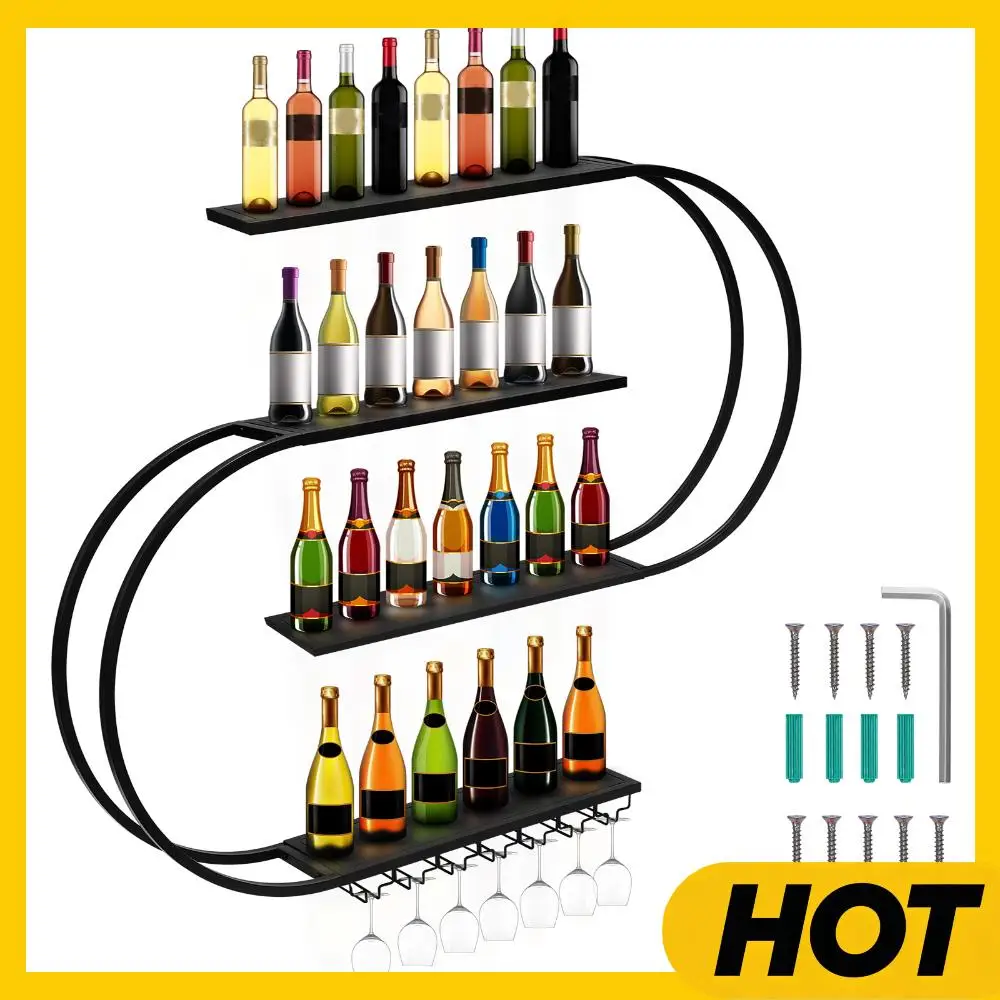 LED Decorative Wine Rack Wall Mounted Large Capacity
