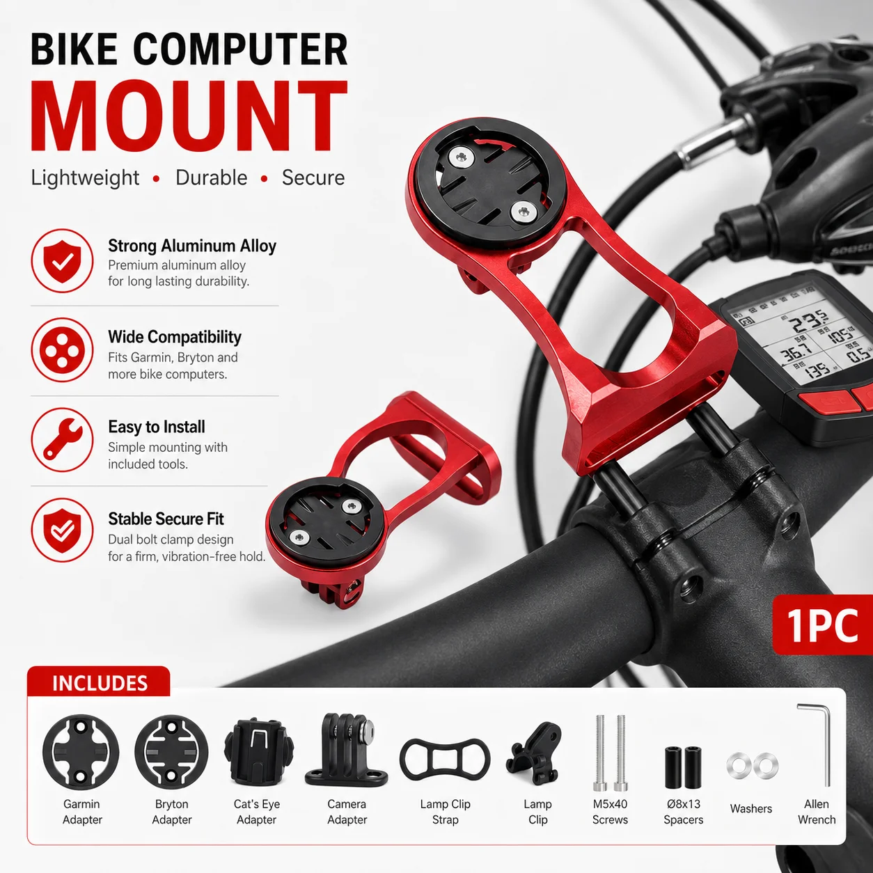 PINMOAP 1PC Bike Mount Aluminum Bicycle Handlebar Holder For Garmin Bryton Gps Mtb Road Bike Cycling Accessories Bracket Kit Set