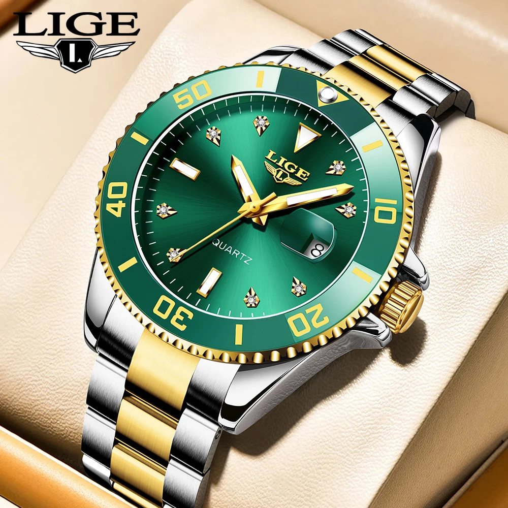 

LIGE Men Top Brand Luxury Watch Fashion Diver 30ATM Waterproof Wristwatch Date Clock Sport Quartz Watches Mens Relogio Masculino