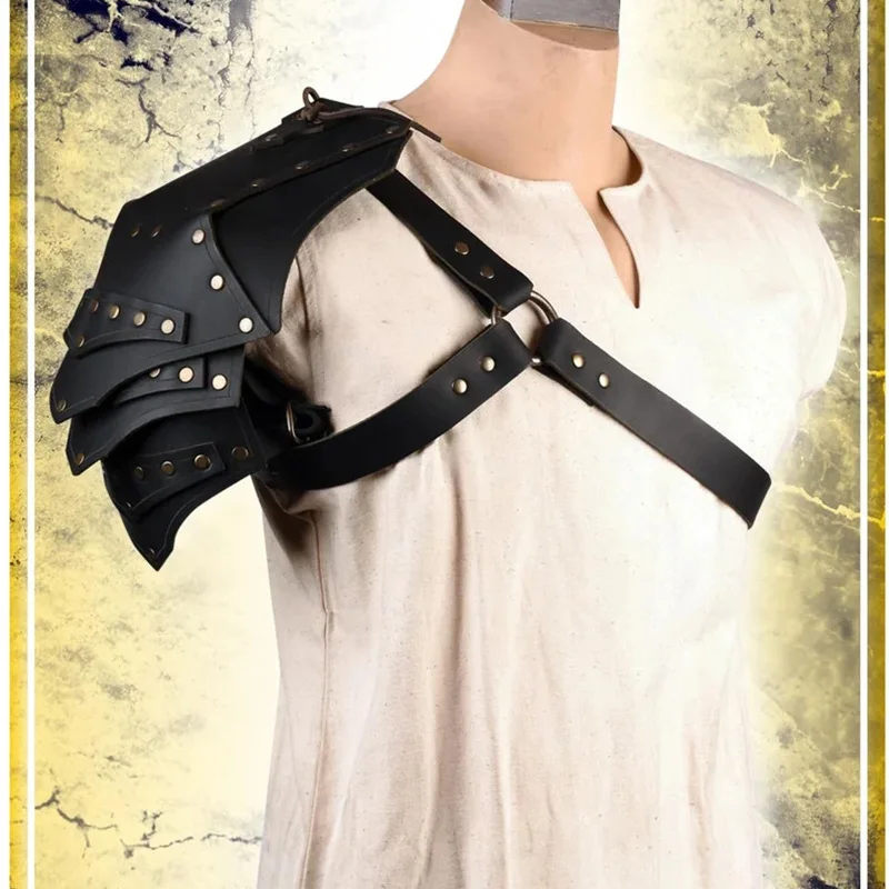 

Medieval Viking Gladiator Shoulder Guard Armor Knight Warrior Cosplay Costume Steampunk PU Leather Harness Pauldrons Men Women