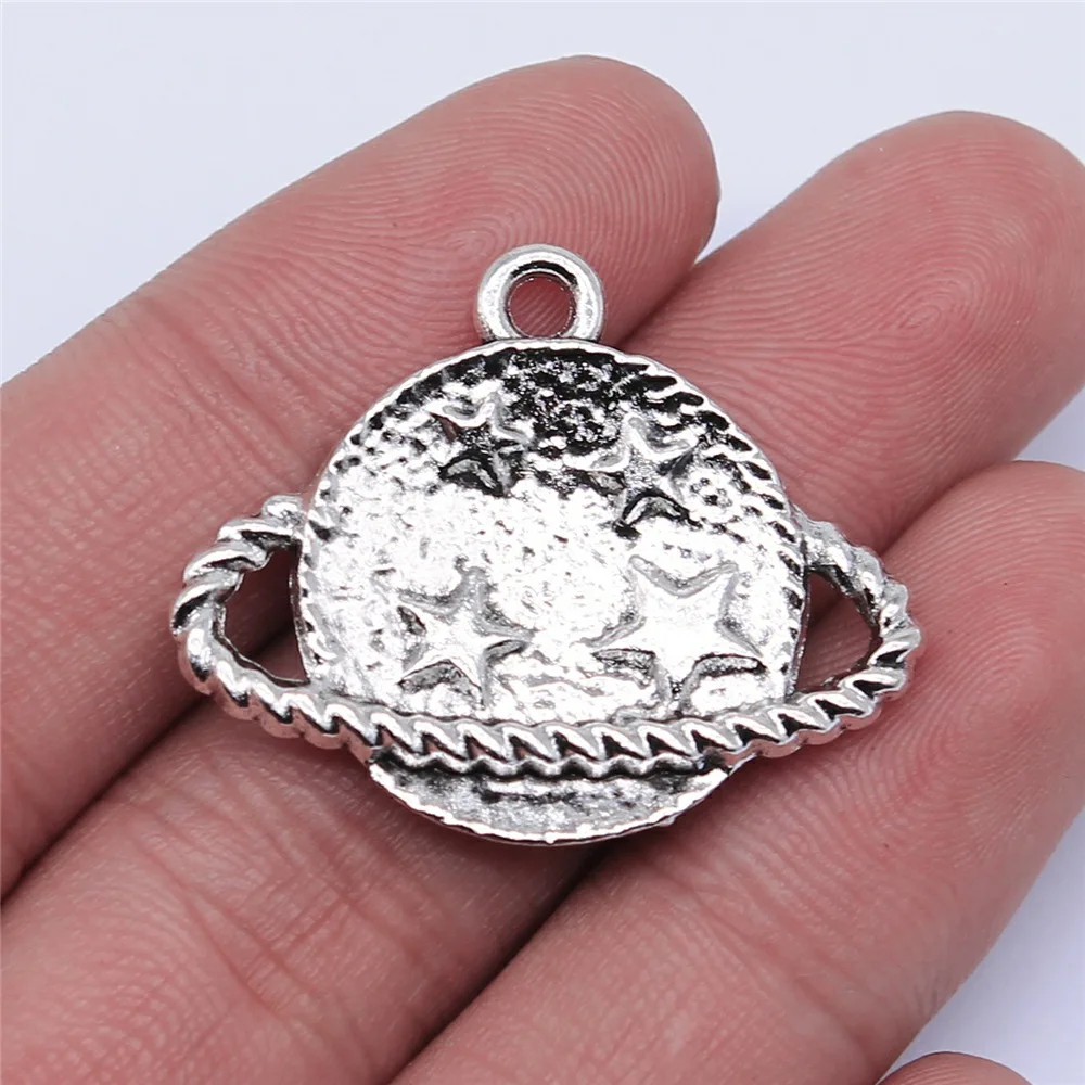 WYSIWYG 4pcs 35x27mm Antique Silver Color Universe Charms Pendant For DIY Jewelry Making Handmade Jewelry Craft Findings