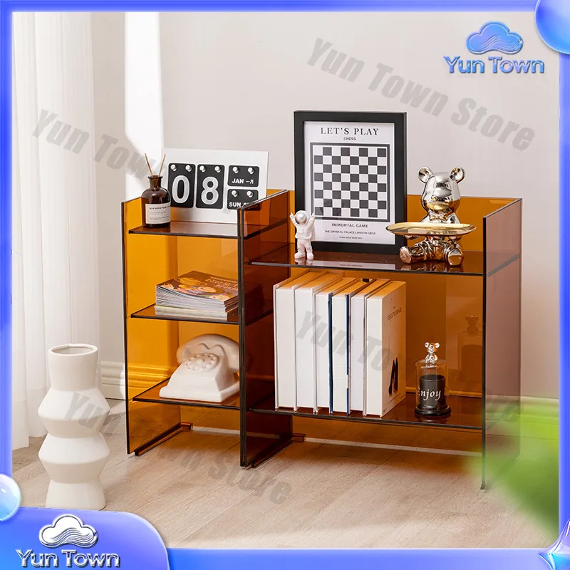 Modern Minimalist Living Room Sideboard Cabinet for Sofa Storage Unit Floor Standing Organizer Bathroom Shelf Transparent
