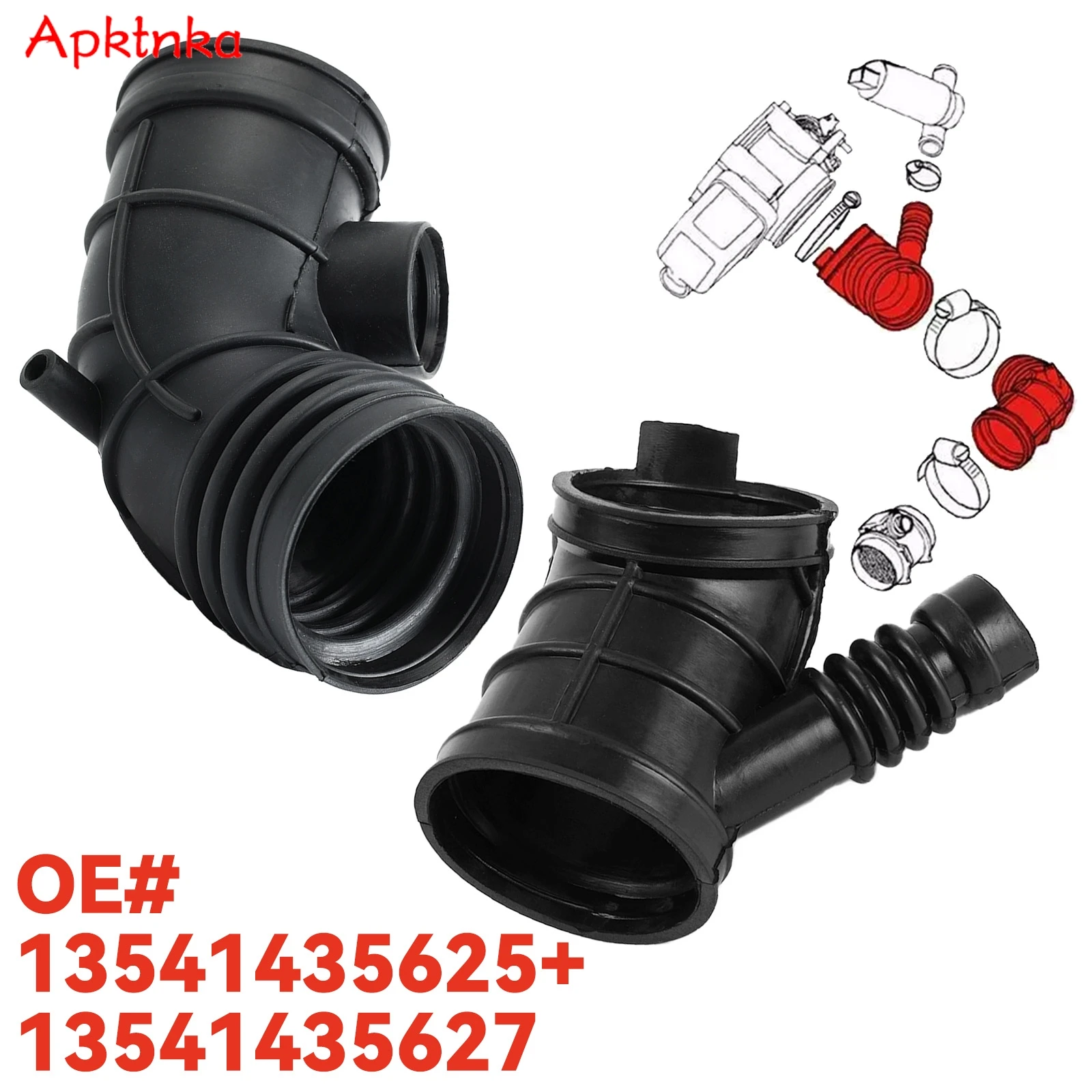 

Car Intake Air Flow Meter Boot Rubber Hose Pipe Set For BMW 3 5 7 Series E46 E38 E39 Z3 E36 M52 M54 528i 525i 520i 1995-2004 2X