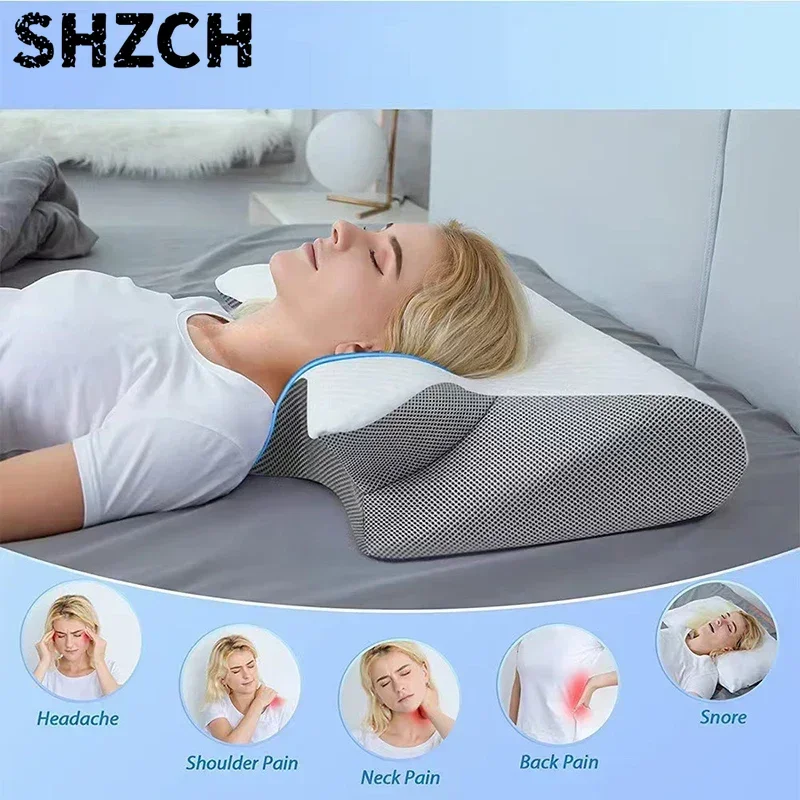 New 2 in 1 Ergonomic Memory Foam pillow Help Sleep,Protect The Neck Cervical Orthopedic Travel Neck Pillow For Sleeping For Home
