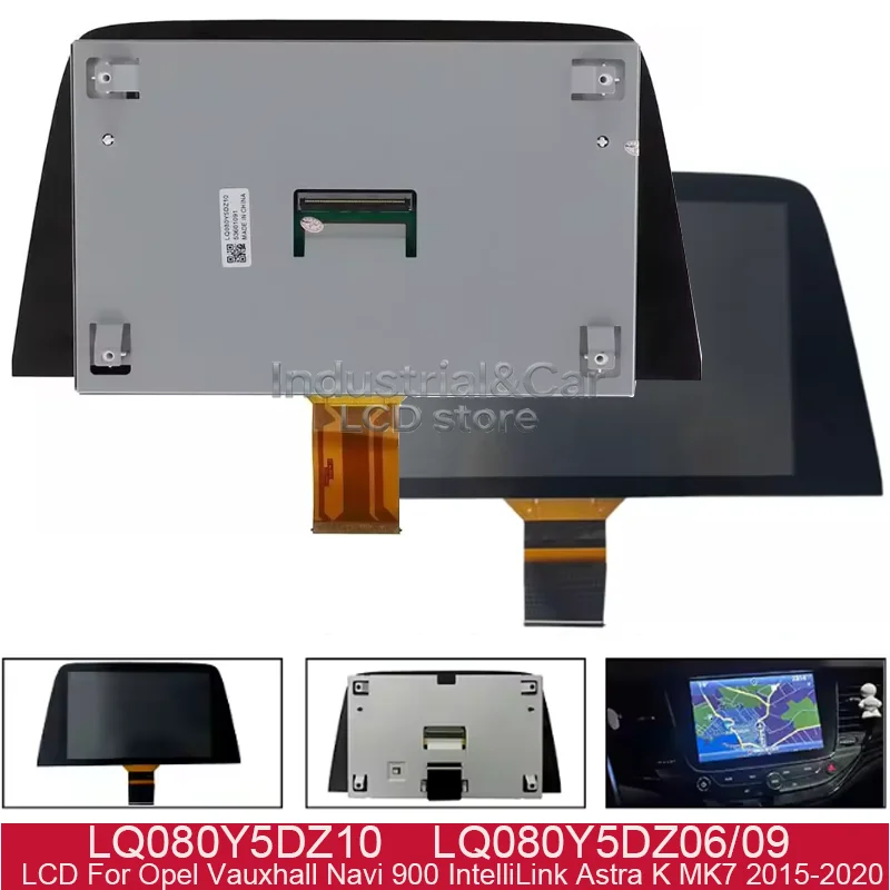 새로운 8 인치 LQ080Y5DZ10 LQ080Y5DZ06 LQ080Y5DZ09 OPEL Astra K MK7 Opel Vauxhall Navi 900 2015-2020 39042448 용 LCD 디스플레이 화면