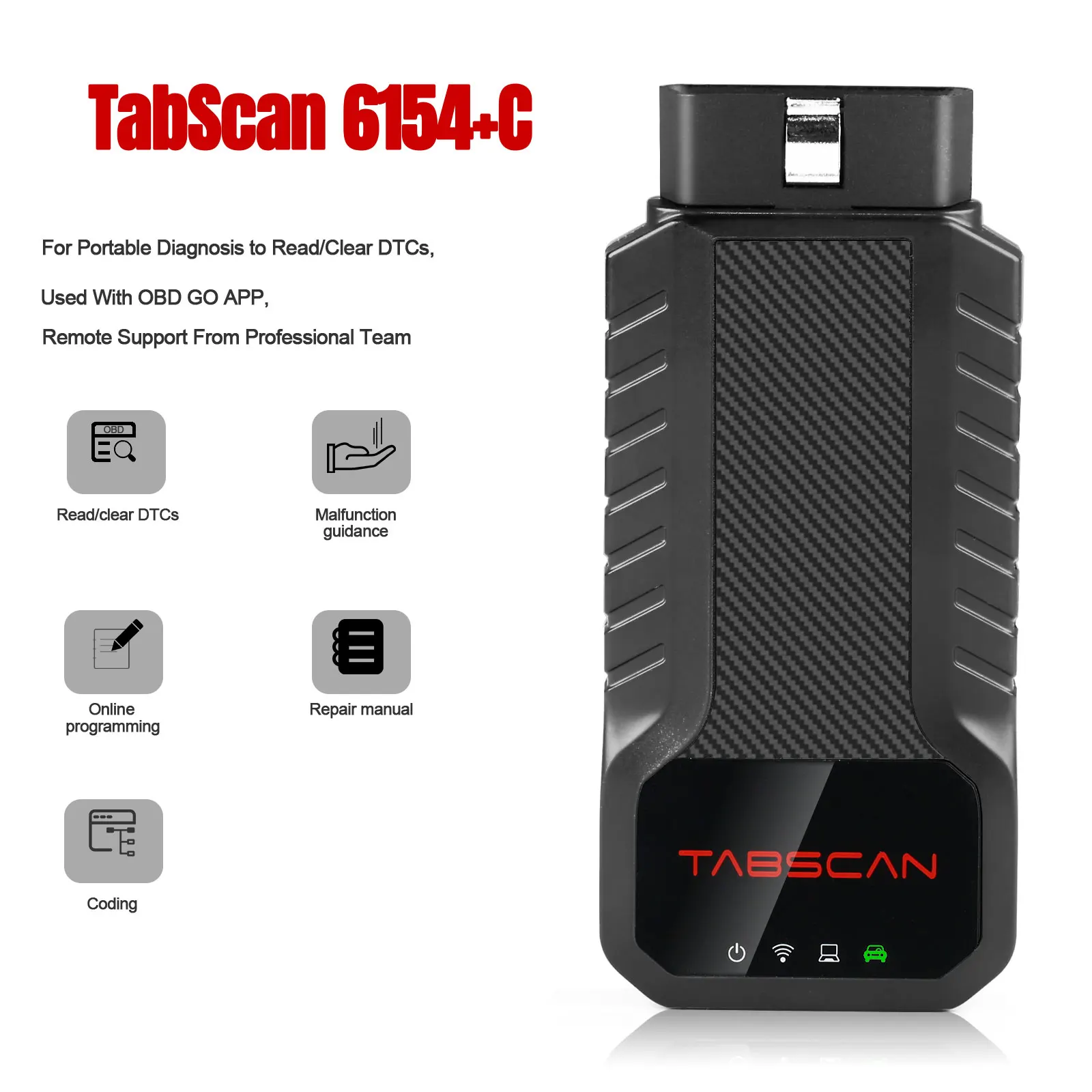 TabScan 6154+C Handheld Diagnostic Device For Portable Diagnosis to Read/Clear DTCs, Used With OBD GO APP,