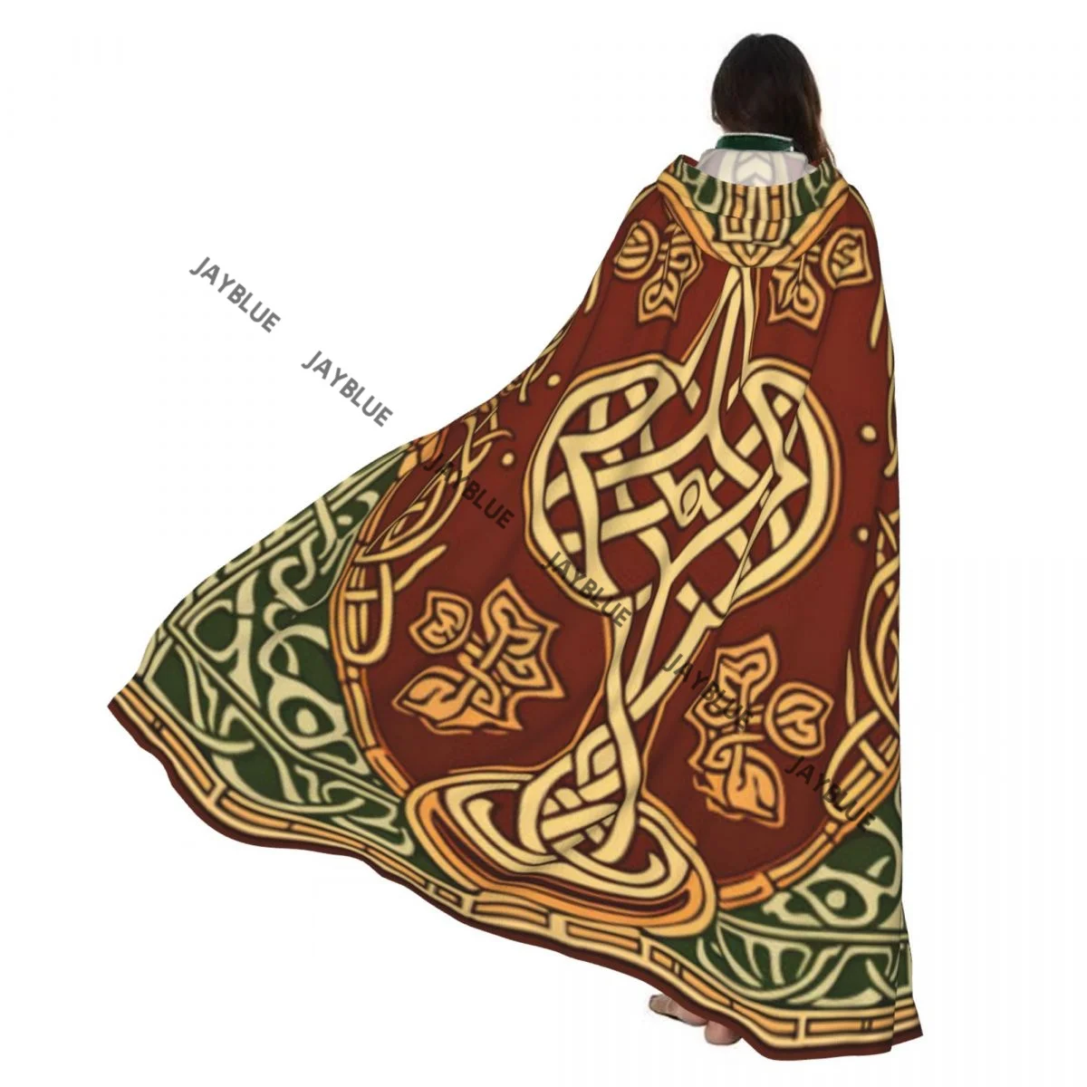 Cape unisexe pour adultes, carrelage Ale rouge irlandais, échauffement, hexagones imbriqués, imprimé avec capuche, Costume de sorcière Long, Cosplay