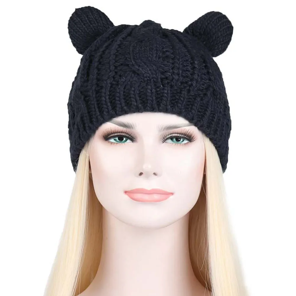 

2pcs Hats Women Winter Hats For Women Cute Cat Ears Beanie Warm Unisex Caps Match Clothes Soft H Winter Knitted