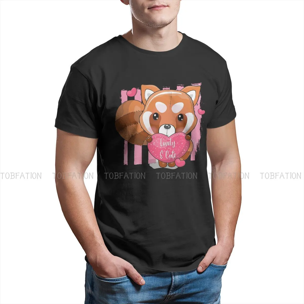 Love  Round Collar TShirt Red Panda Golden Panda Endangered Mammals Fabric Classic T Shirt Man's Tops Fashion Hot Sale