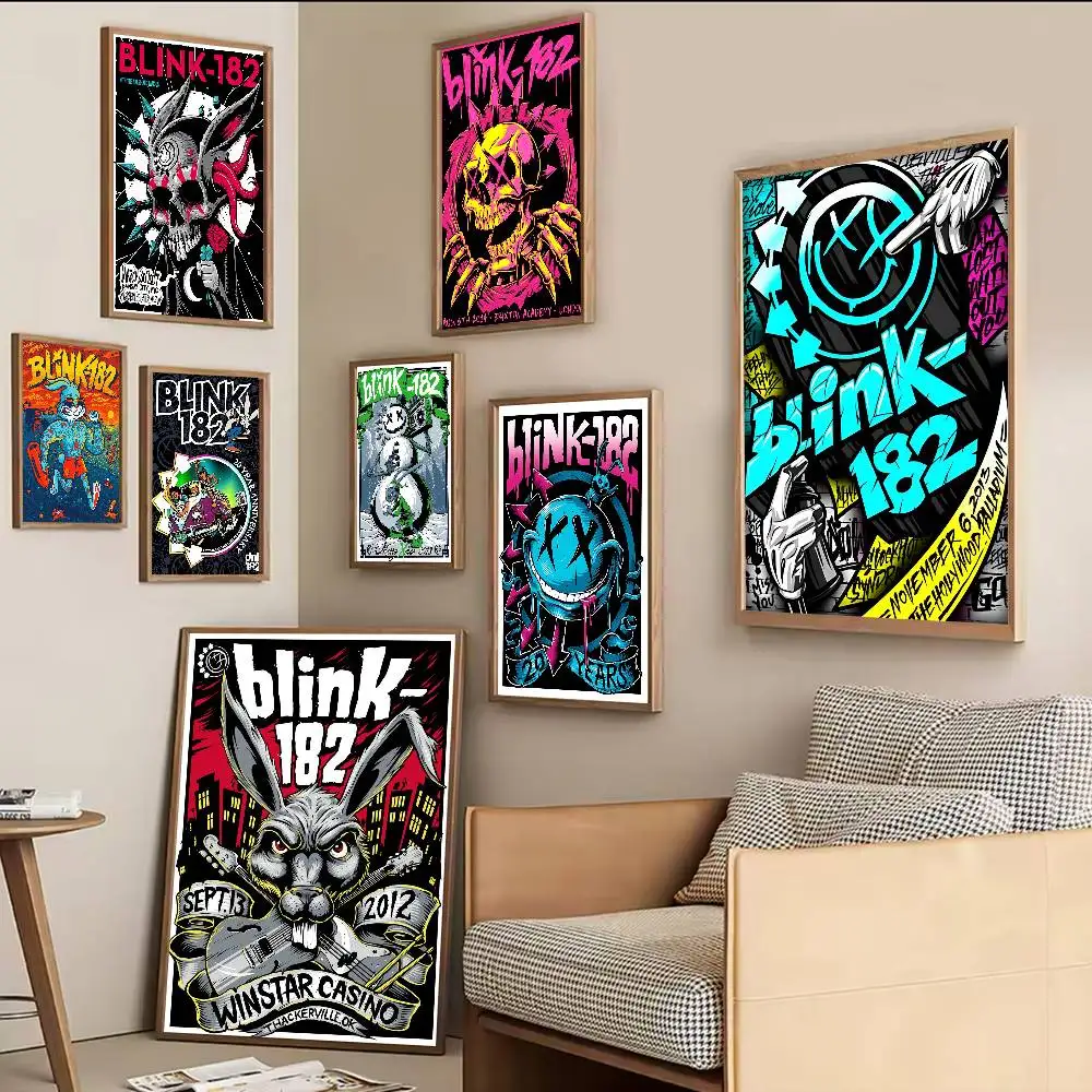 B-Blinks 182 Rock Band Movie Sticky Posters Retro Kraft Paper Sticker DIY Room Bar Cafe Aesthetic Art Wall Painting