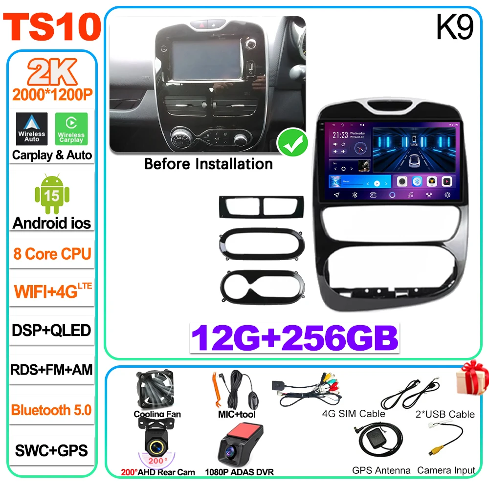Android 16 autoradio Carplay voor Renault Clio 4 2012 2013 2014 2015 2016 2017 2018 speler autoradio touchscreen spiegeling