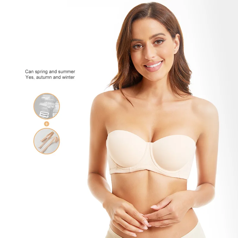 UBAU Large size strapless underwear female large breasts gathered non-slip invisible bustier wrap backless backless bra bra