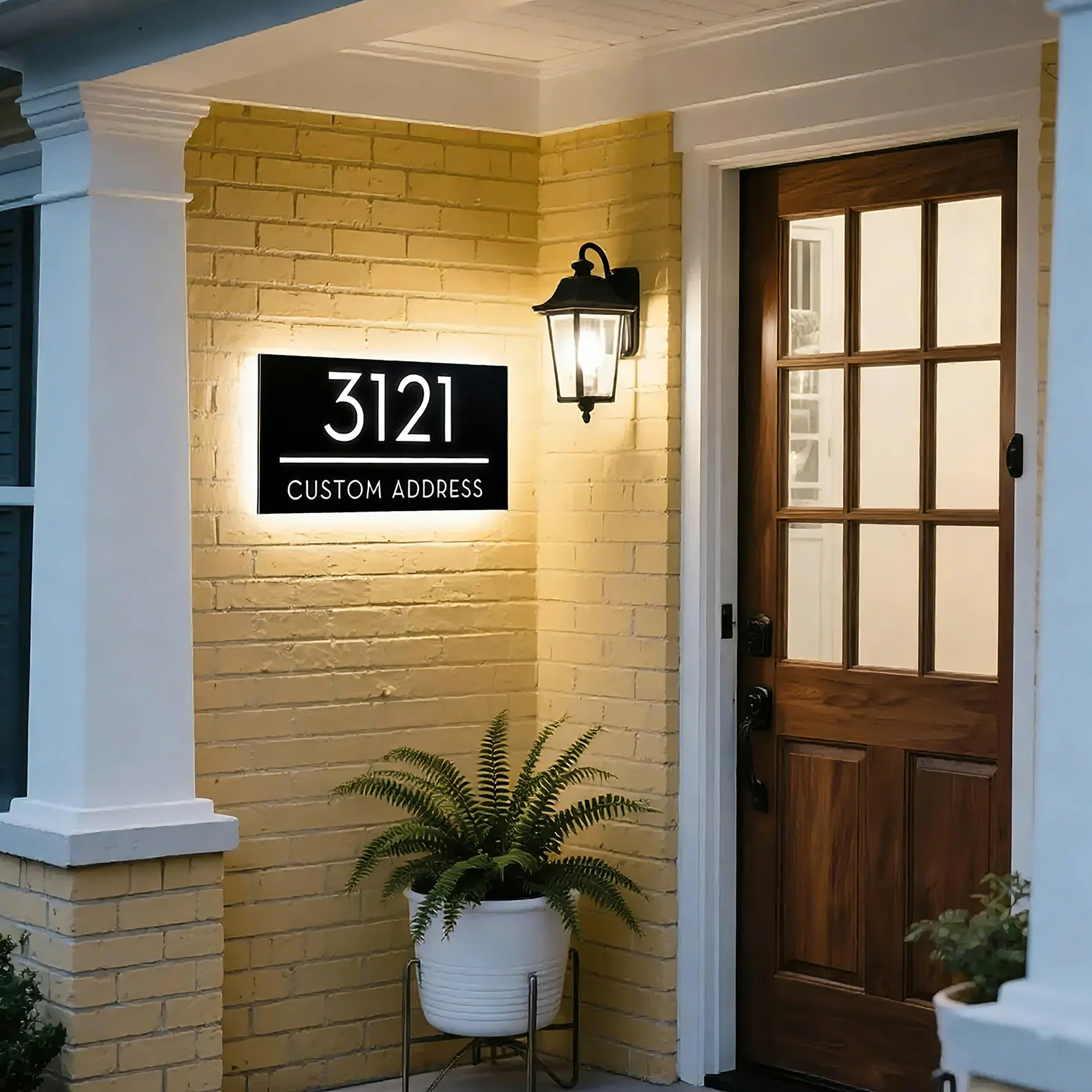Modern Backlit House Number Sign Custom LED Illuminated Address Plate Lighted Street Name Sign with Metal Acrylic Finish Sign