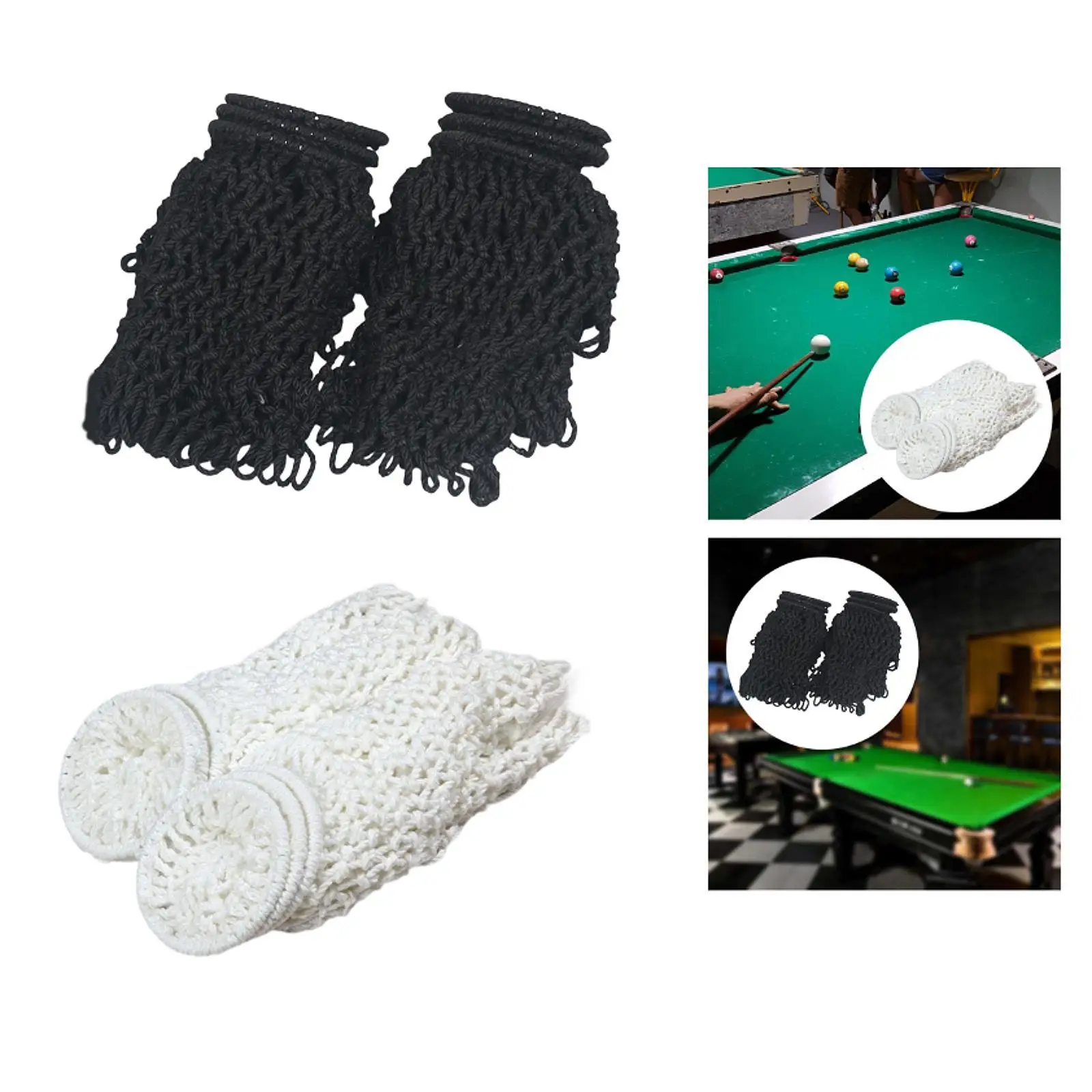 

Cotton Pool Table Pocket Net Set Billiards Mesh Replacement Equipment for Home and Commercial Track Systems