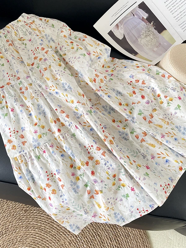 Midi Skirt Floral - Юбка миди А-силуэта с цветочным принтом