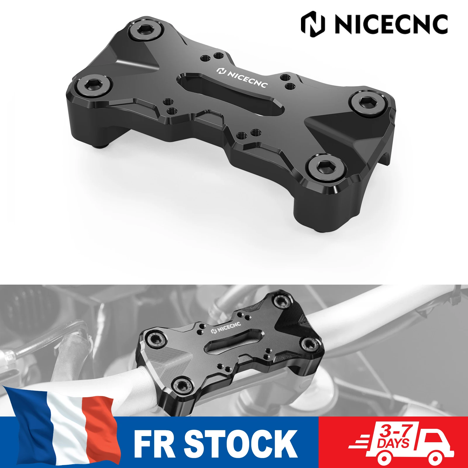 NICECNC pour Yamaha Tenere 700 2019-2024, pince de guidon supérieure, motif AMPS, accessoires Tenere 700 XTZ07 World Raid Tenere 700