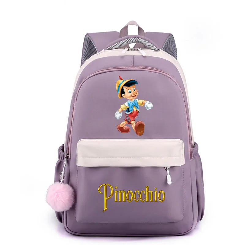 Disney-Sacos escolares para crianças e adolescentes, mochila estudantil, mochila menina bonita mochila de viagem, Pinóquio popular, moda