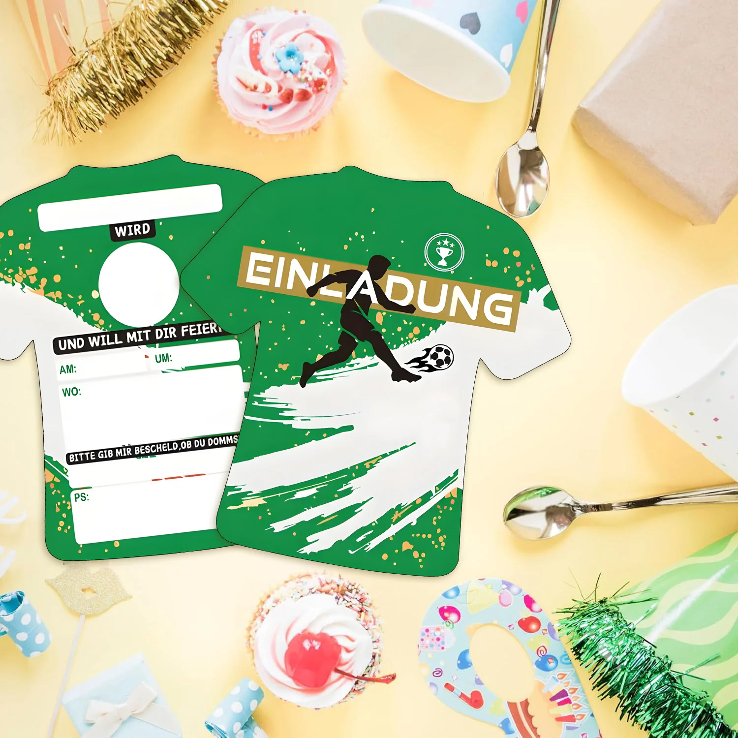 24 بطاقة دعوة لحفلات كرة القدم الألمانية على شكل جيرسي لدعوات أعياد الميلاد وبطاقات دعوة للحفلات تحت عنوان كرة القدم #6