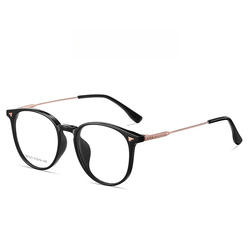 YIMARUILI 2024 New Ultra-light Fashion TR90 Alloy Eyewear Men's Retro Round Optical Prescription Eyeglasses Frames Women B5323