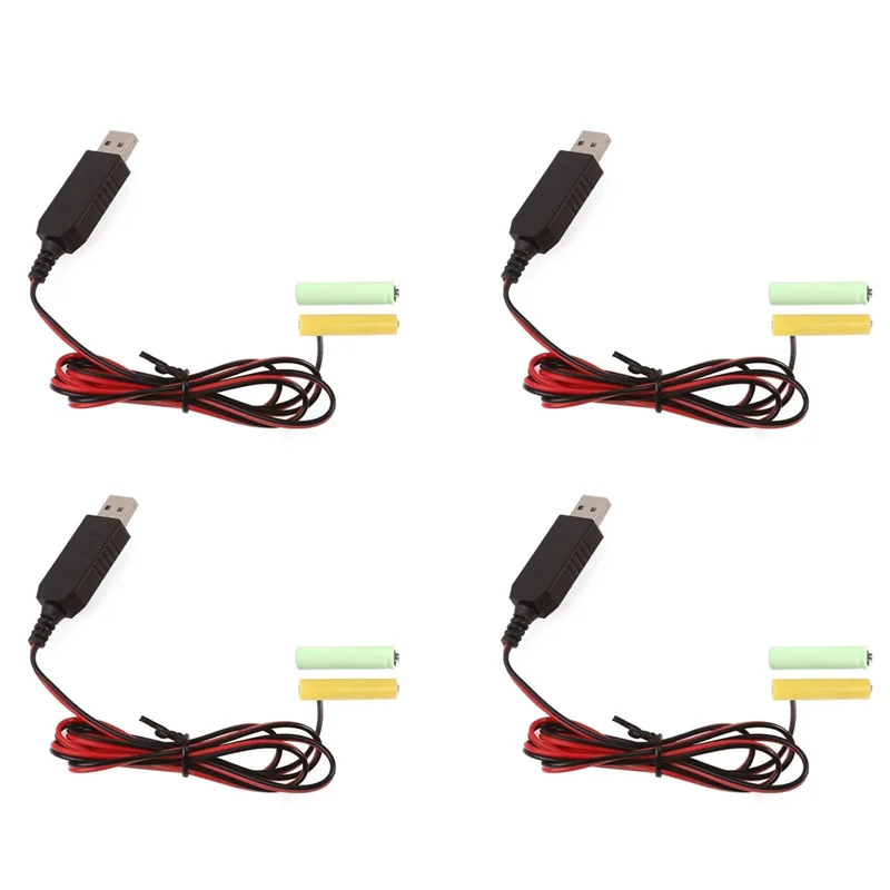 

【Горячая распродажа!】4X USB 5 В до 3 В LR03 AAA кабель для устранения пульты дистанционного управления радио светодиодная подсветка 1 м