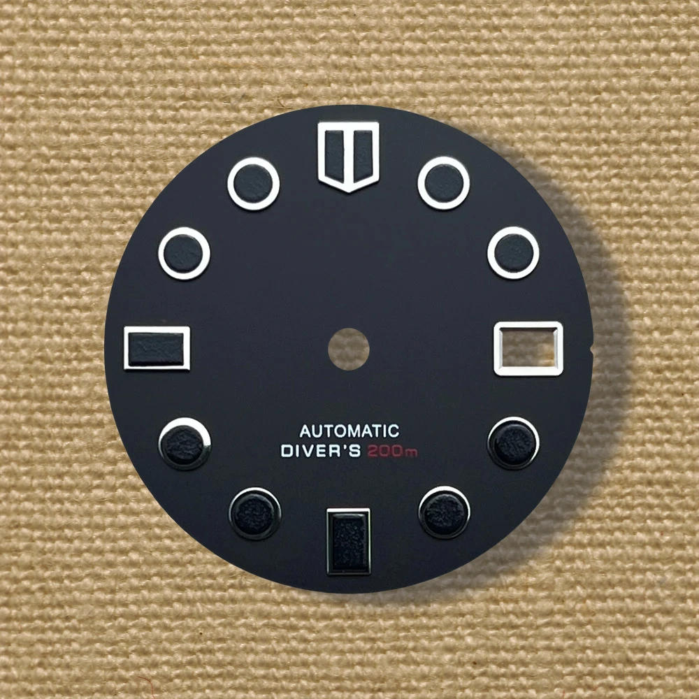 Popular 28.5mm S logo matte dial, suitable for NH35/NH36/4R/7S movement green night light diving high-quality watch modification