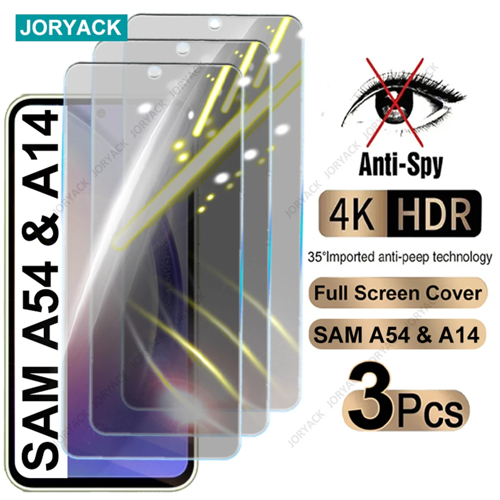 3Pcs Privacy Tempered Glass For Samsung Galaxy A54 A14 A24 A23 A34 A52 A52S A53 A72 A73 A71 A51 Anti-Spy Glass Screen Protector