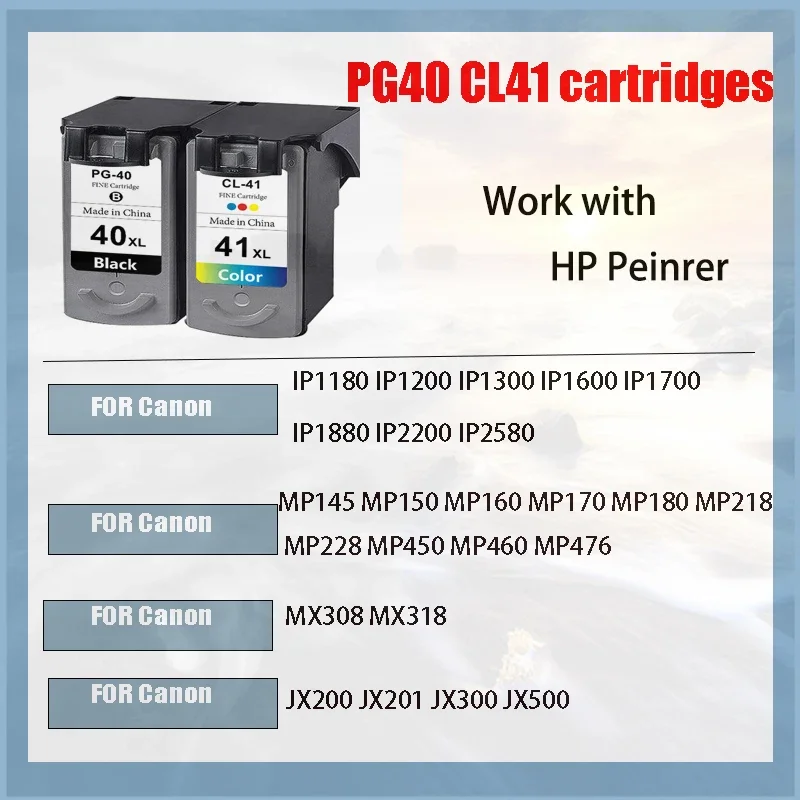 2pcs PG-40 CL-41 PG40 CL41 Ink Cartridge For Canon Pixma MP140 MP150 MP160 MP180 MP190 MP210 MP220 MP450 MP470 printer