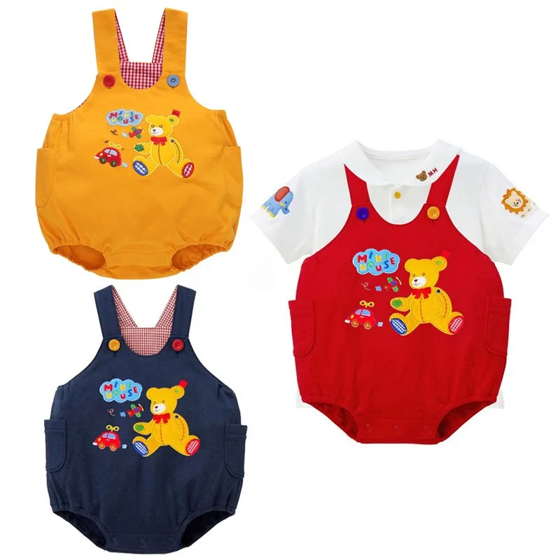 

New Baby Overalls Cartoon Letter Little Bear Pants Boy Clothes Roupa De Bebe Baby Romper Boys Bodysuits Kids One-Pieces