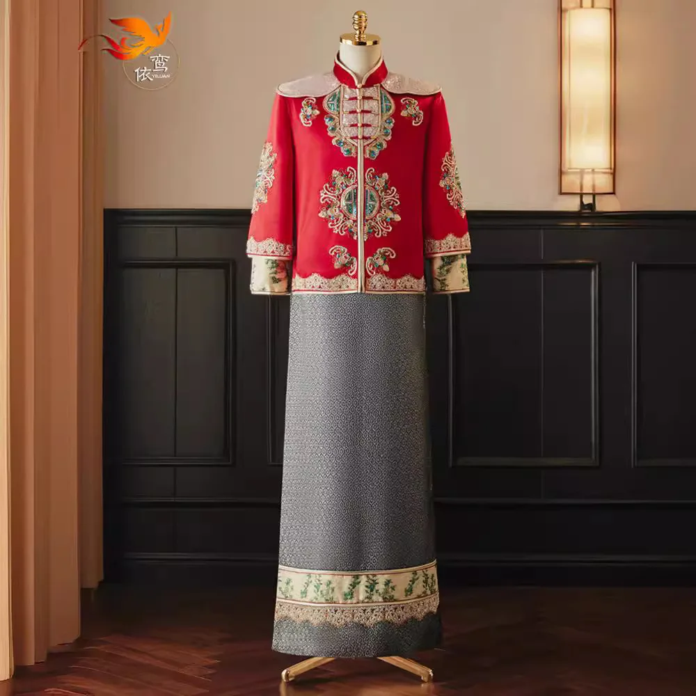 

Xiuhe Groom, новинка 2025, свадебное китайское платье, платье Тан, платье-тост, мужское пальто Xiukimono с драконом и фениксом