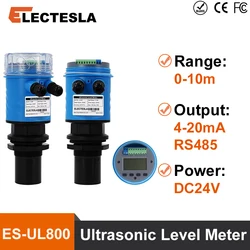 ES-UL800 10M Ultrasonic Level Meter for Tanks water level transmitter  4-20mA RS485 Transmitter DC24V