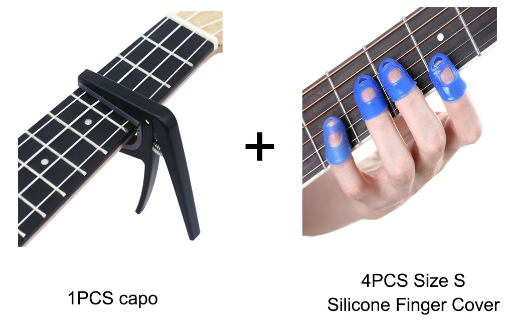 Transparent Blue Color 4Pcs/Set Silicone Finger Guards Guitar Fingertip Protectors For Ukulele Guitar S M L  Acoustic Guitar