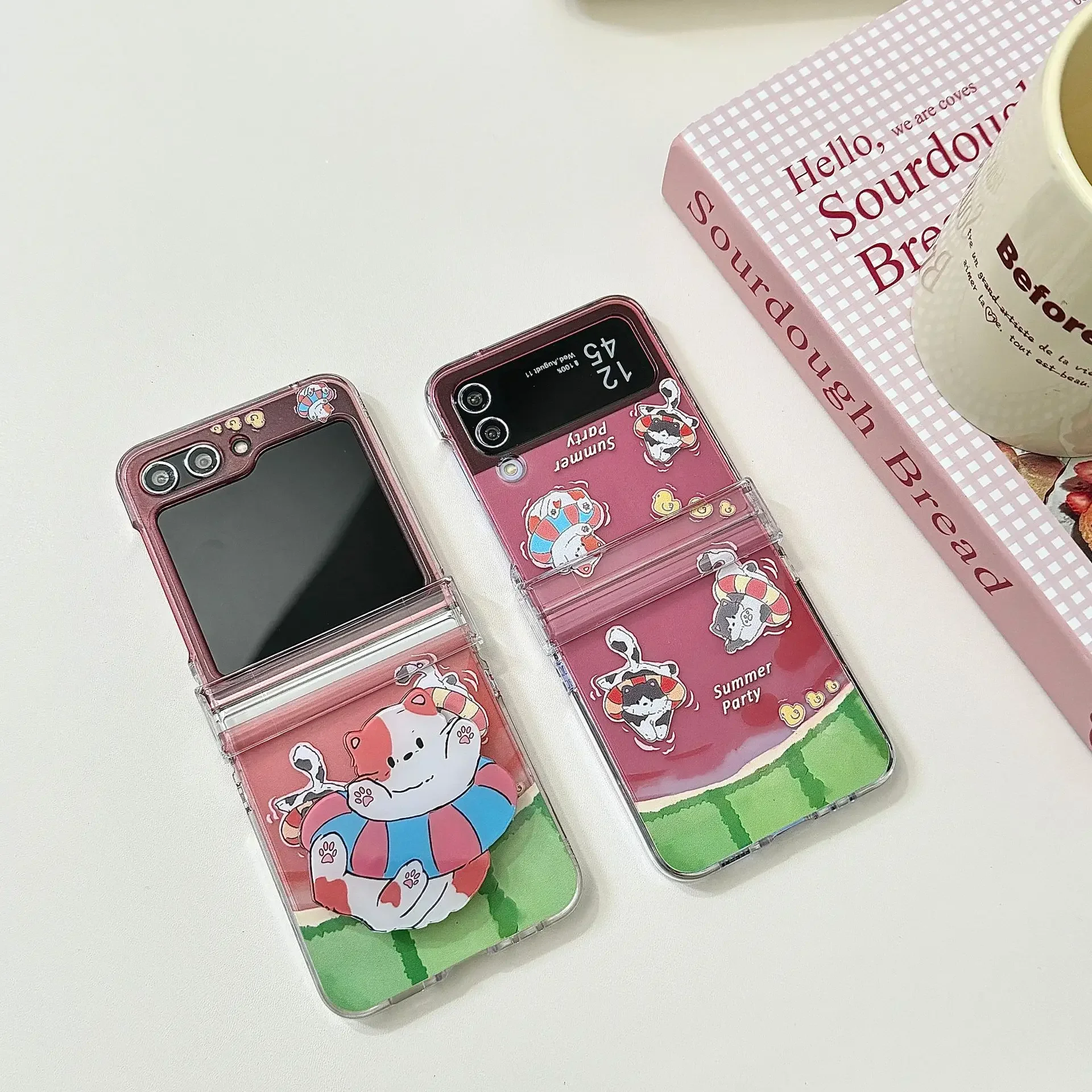 

Cat Watermelon Phone Case for Samsung Galaxy Z Flip 6 5 4 3 Protective Back Cover for ZFlip4 ZFlip5 ZFlip6 Case