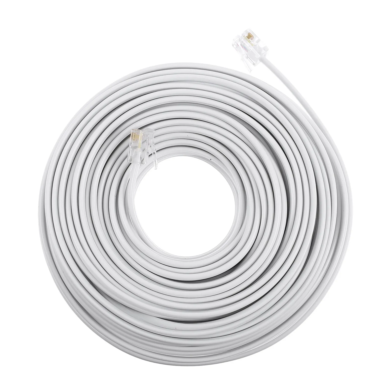 Extended Telephone Line Cord Rj11 6p4c Phone Extension Cable Clear Transmission Phone Connecting Line for Landline Fax Modem