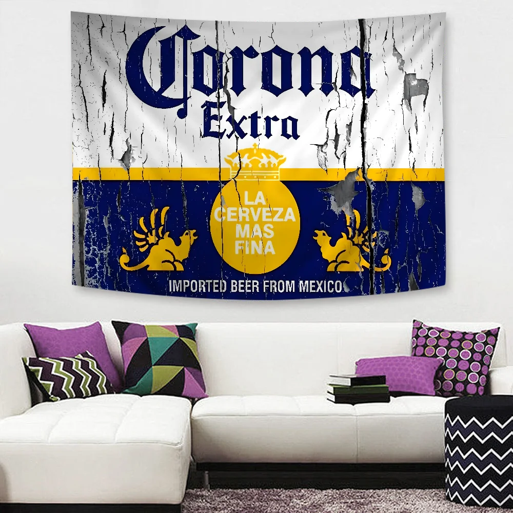 Corona Extra Beer Cartoon Tapestry for Living Room Home Dorm Decor INS Home Decor