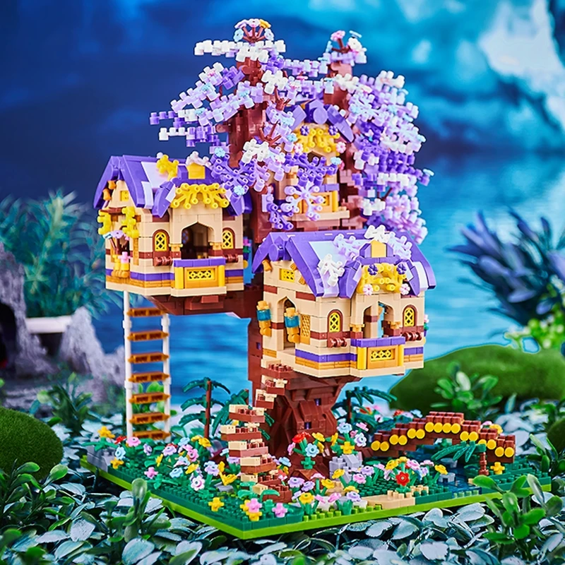 92015 architektur Gebäude Bricks Set Elf Baum Haus Wald Kabine Blume Garten 3D Mini Diamant Blöcke Spielzeug für Kinder Keine box