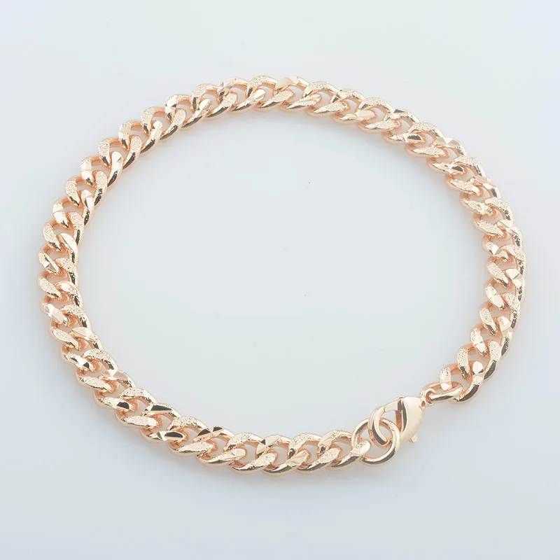 6 مللي متر الرجال النساء 585 ارتفع الذهب اللون نمط كبح ربط سلاسل قلادة سوار مجموعة مجوهرات #5