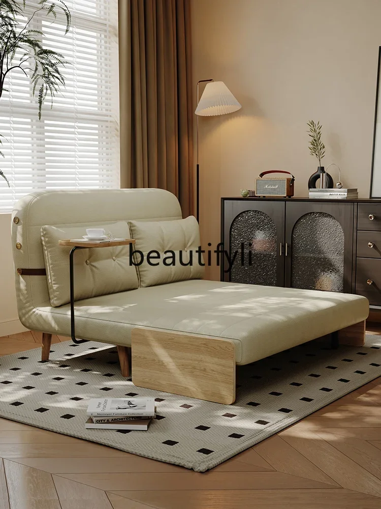 Cat scratching skin solid wood multi-functional folding sofa bed living room single double small apartment dual-use