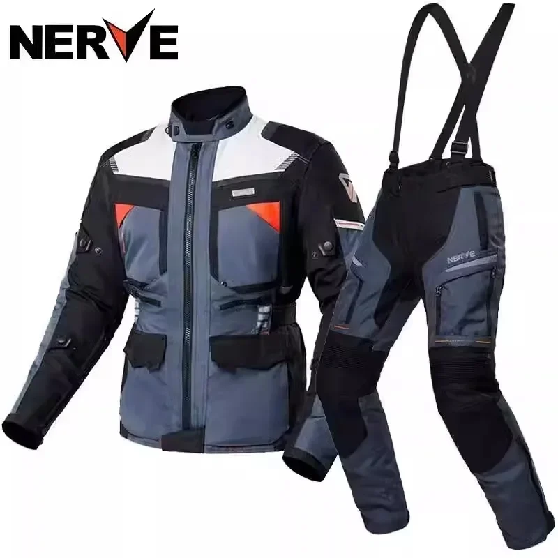 

NERVE Motocross Riding Clothes Autumn Winter Warm Waterproof Motorcycle Jacket Pants Men CE Anti-fall Off Road Jacket Rally Suit