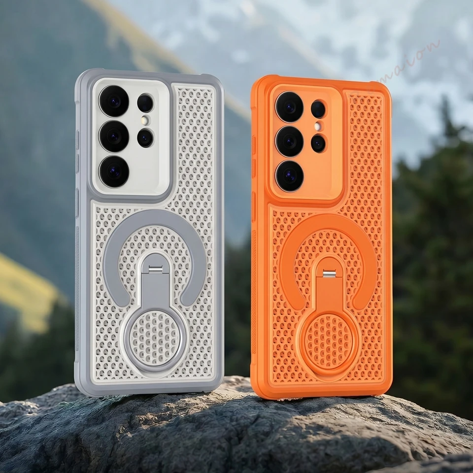 Luxury Magnetic Stand Phone Case for Samsung Galaxy S26 Ultra S26 Plus Magsafe Official Matte Len Camera Protector Cover