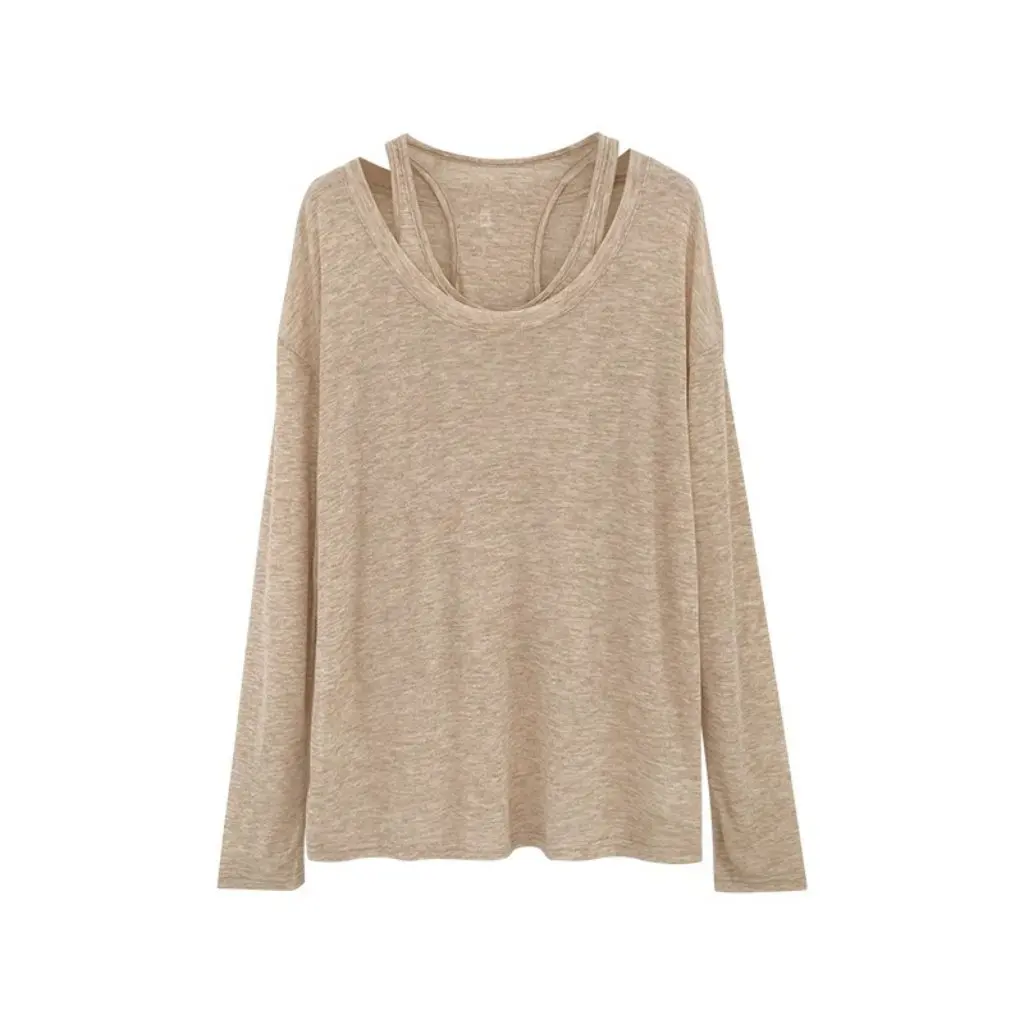 

Women's Summer Sun Protection Blouse Loose Two-Piece Set Versatile Racer Vest Oatmeal Color White