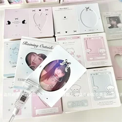 30 pçs coreano ins estética bonito cão gato oco janela dobrável cartão traseiro kpop 3 Polegada photocard diy decoração embalagem papelão fixo