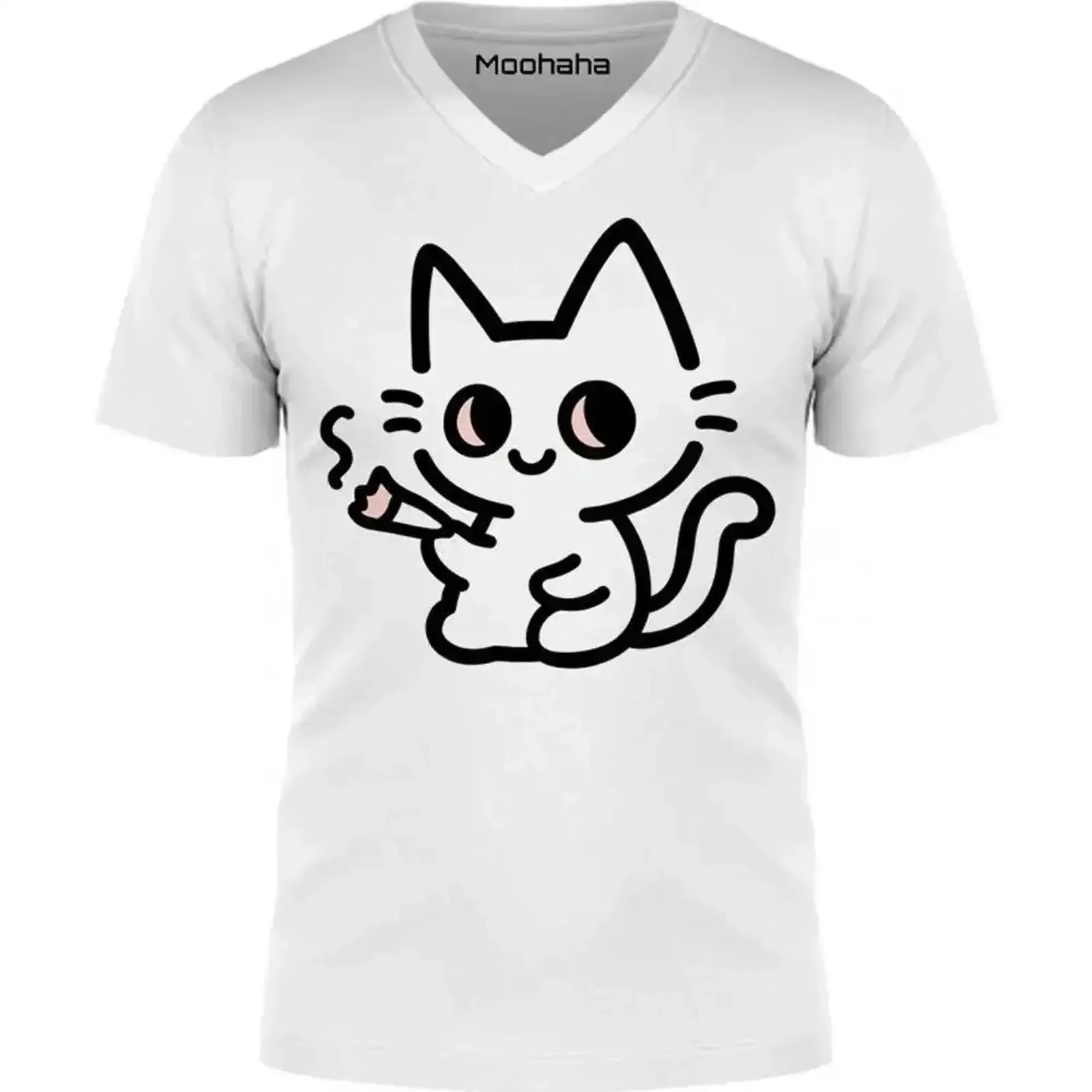 Smoking Cat Art T Shirt Line Rebel Streetwear XS 2XL Moohaha vintage Washed designer clothes Stretched Unisex