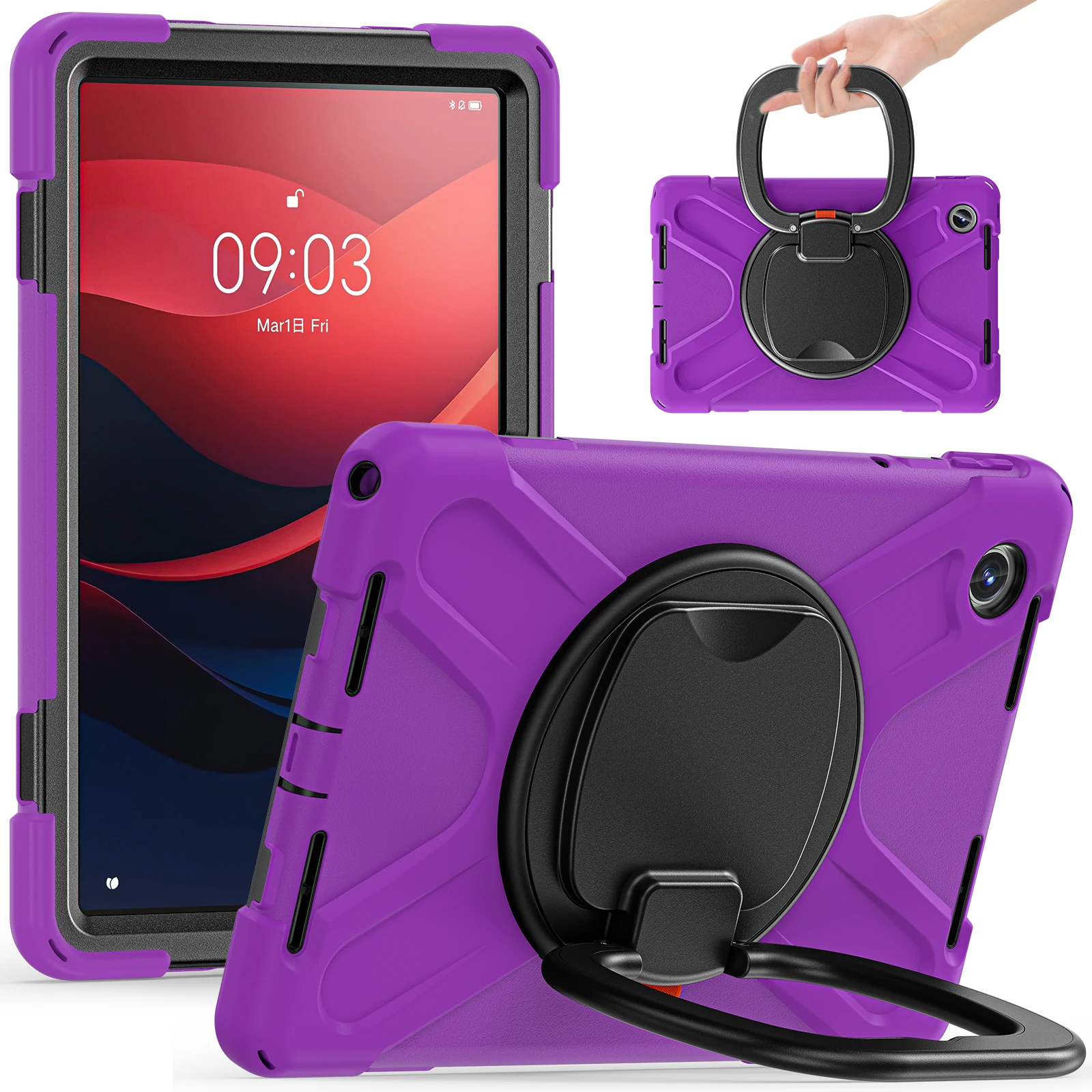 Stand Case For Lenovo Xiaoxin Pad 2024 Tab M11 (K11) TB330FU TB331FC Heavy Duty Cover With 360 Rotatable Handle Grip Shockproof