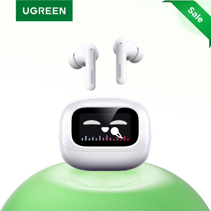 UGREEN LCD Full Color Smart Screen Wireless TWS Bluetooth Earphones Earbuds 52dB Active Noise Cancelling ANC In Ear Headphones
