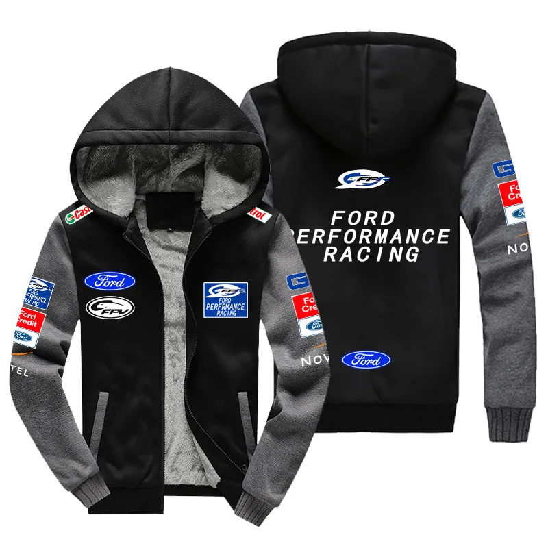 F1 racing suit casual sweatshirt long-sleeved jacket zipper hoodie suitable for Ford Ford team car logo trendy men\'s clothing