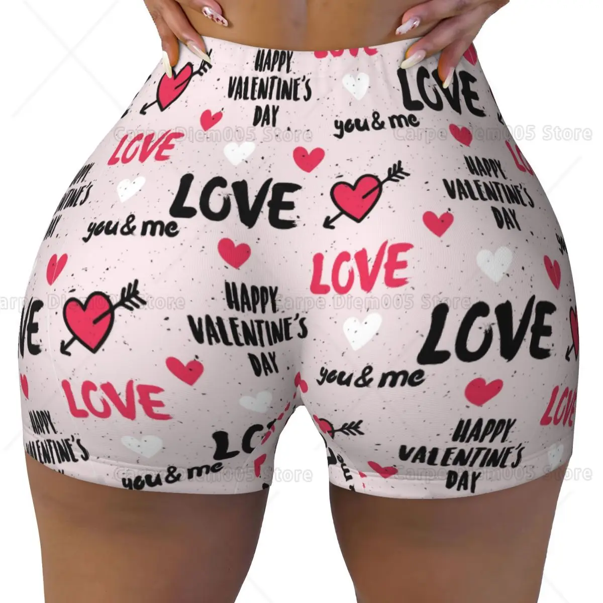 

Женские шорты для тренировок I Love You в стиле ретро на День святого Валентина, байкерские шорты с высокой талией для тренировок в тренажерном зале, йоги, бега Y2k
