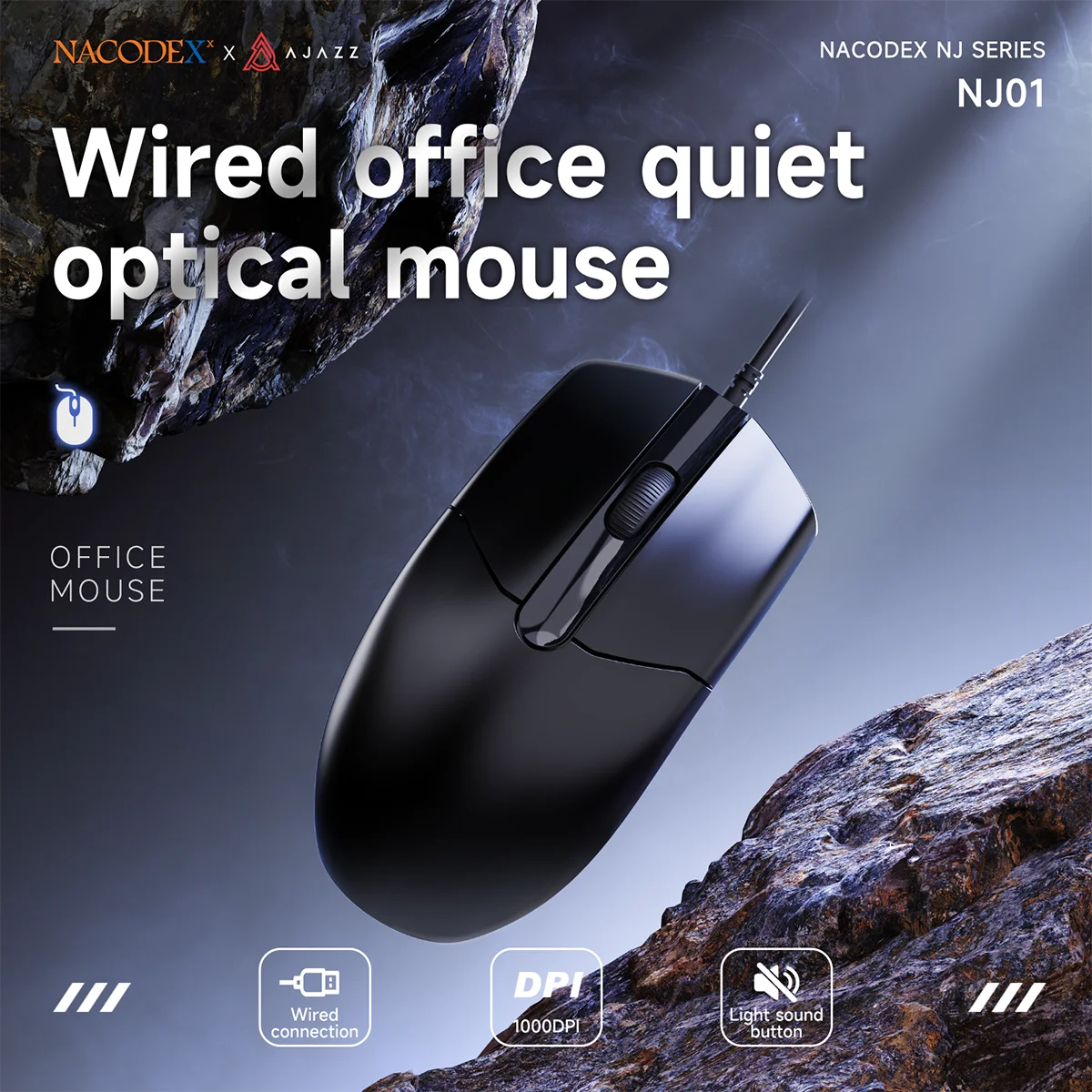 AJAZZ NJ01 Wired Mouse Ergonomic Macro Gaming Mouse for PC Laptop