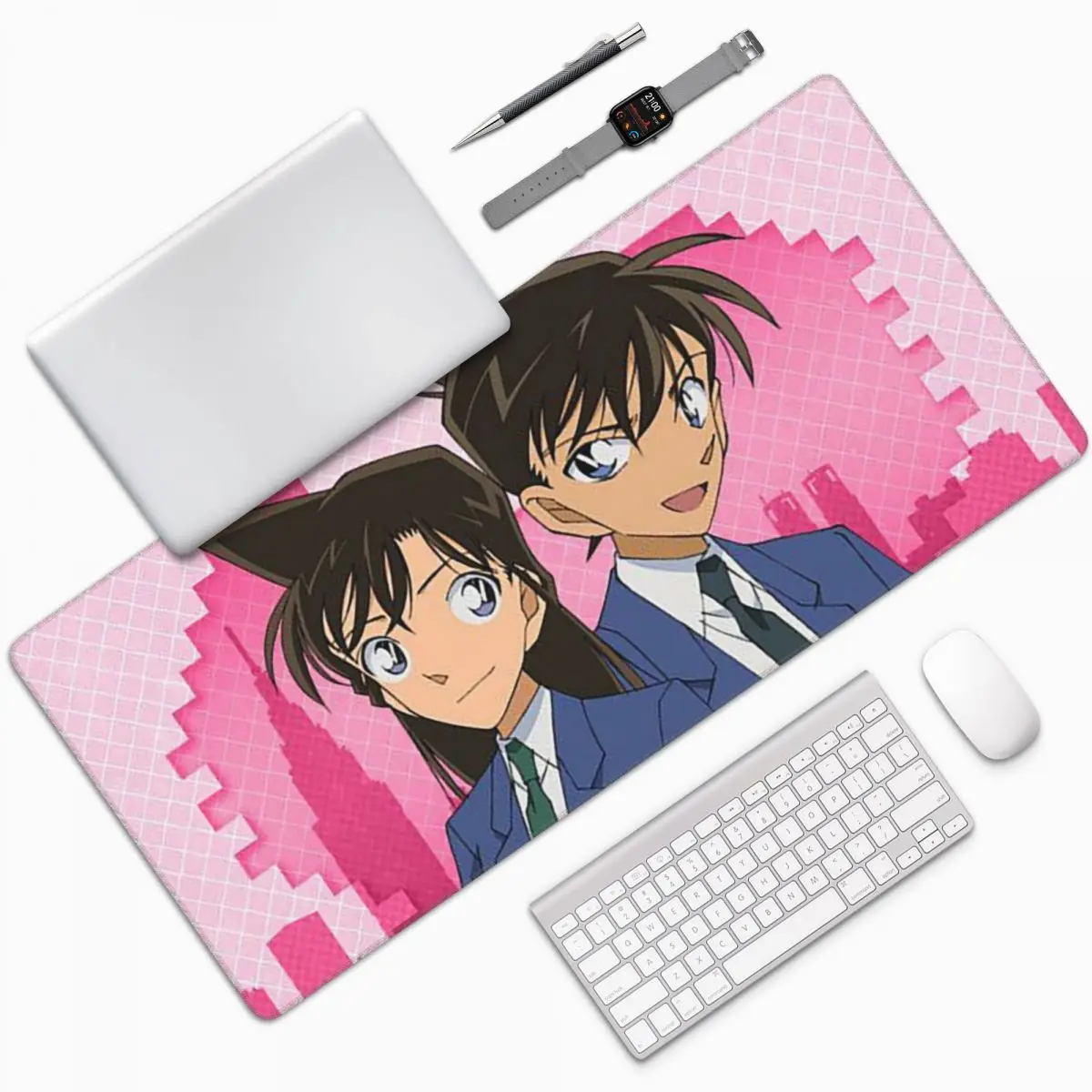 Detective Conan Shinichi Kudo y Ran Mori alfombrilla grande para ratón teclado de ordenador alfombrilla para ratón Gamer PC accesorios de escritorio alfombrillas de mesa
