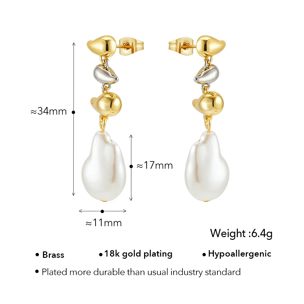 ENFASHION Aretes De Mujer Rain Drop Pearls Earrings For Women's Brass 18K Gold Plated Fashion delicate Dating Jewelry E241599