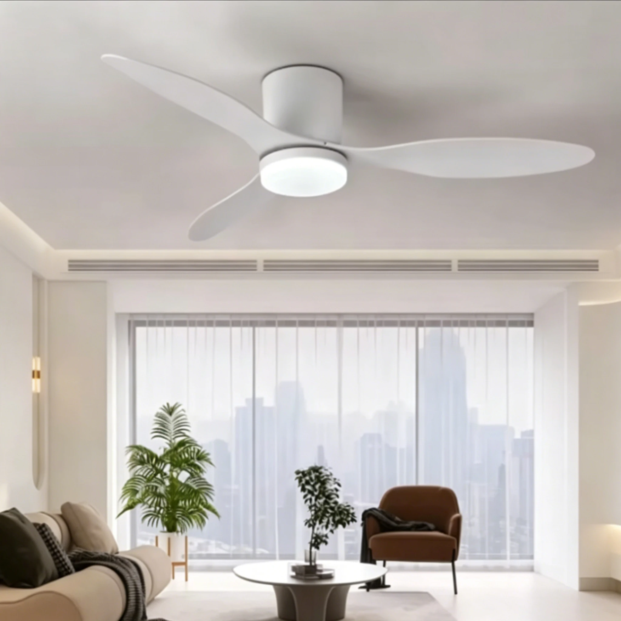 Modern Low Profile Ceiling Fan DC Motor Indoor Flush Mount Ceiling Fans With Remote Control Simple Ceiling Fan Light Home Fan